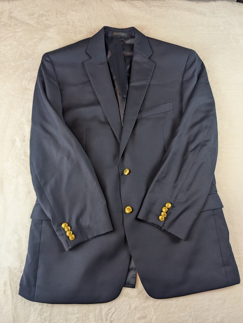 Lauren Ralph Lauren Wool Blazer Mens 42R Navy Gold Buttons Old Money Preppy